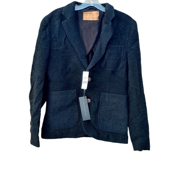 Nifty Genius XS Kurt Notched Lapel Chenille Blazer Black NEW MSRP $315